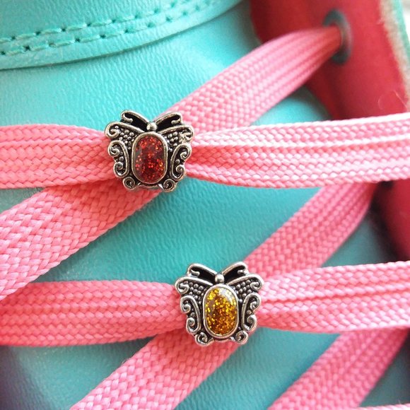 3/$18 Red Butterfly lace lock charm Roller Skate shoelace butterfly charm
